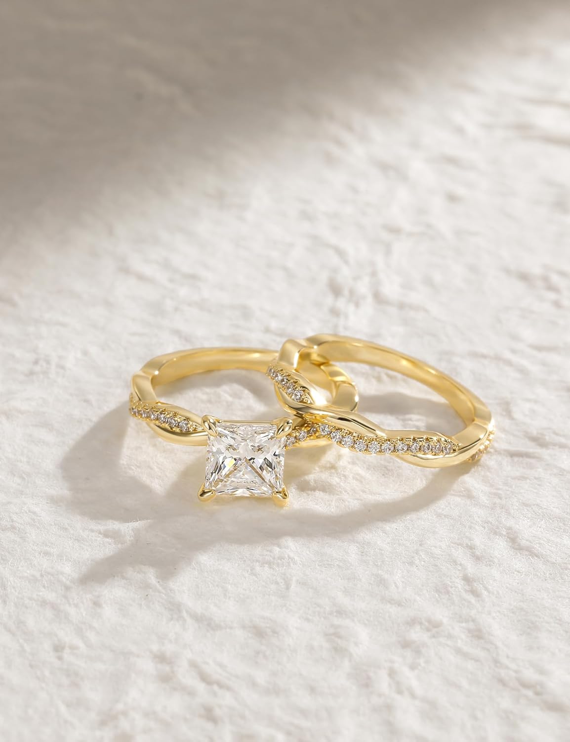 Mameloly 2ct Wedding Band for Women Princess Cut Bridal Ring Sets Cubic Zirconia Promise Engagement Rings Twisting Infinity Pave Set Size 4-12 - Image 2