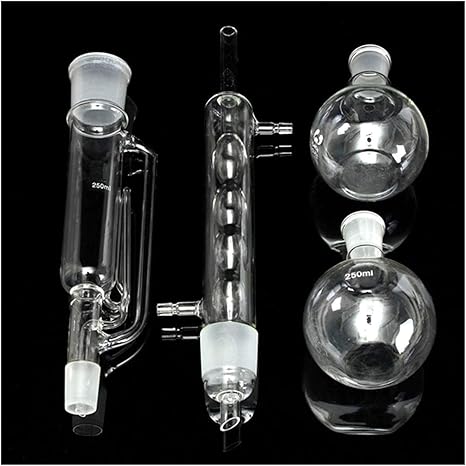 Amazon Co Jp プロフェッショナル 実験室用ガラス製品 250ml Soxhlet抽出器球状脂肪抽出器 2本の瓶の実験室用ガラス器具付き 実験用アクセサリー Color Clear 産業 研究開発用品