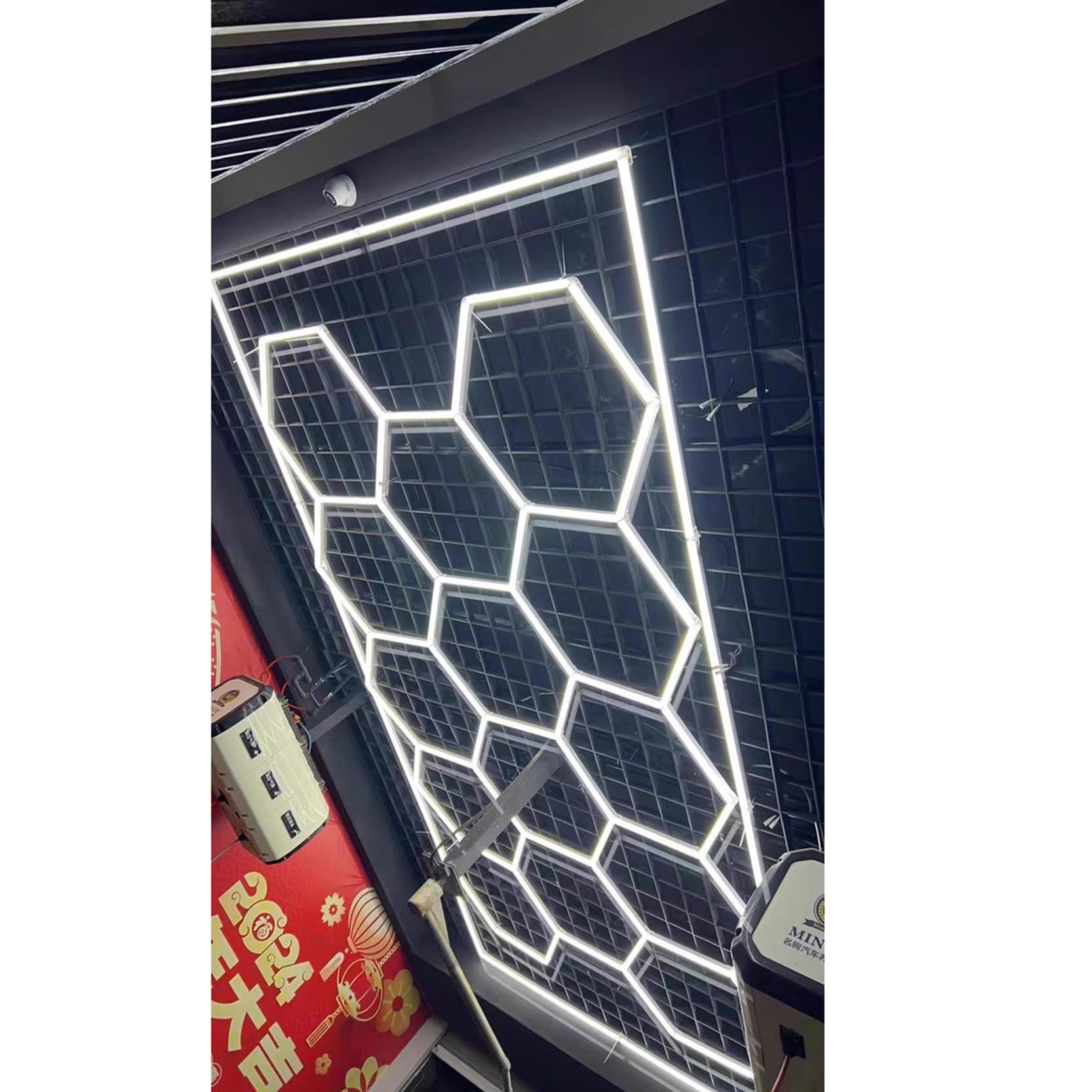 Luci LED for garage grandi, luci LED esagonali da 632 W e 672 W, 6500 K, super luminose, illuminazione LED bianca for garage e officina, for magazzino,officina di pulizia auto(14 HEX)