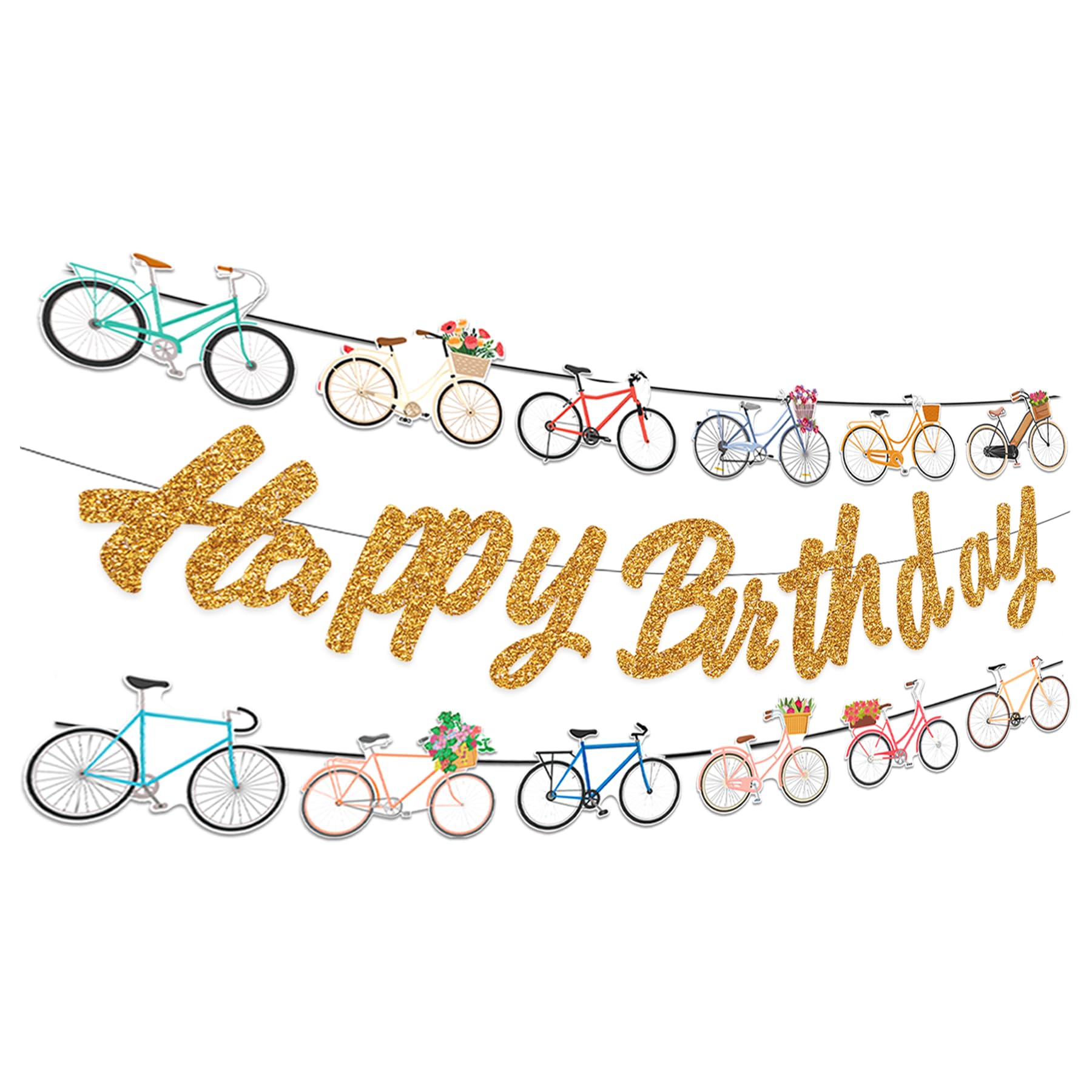 3 PCS Bicycle Party Banners Bike Birthday Hanging Decorations for Bicycle Party Decorations Birthday Party Supplies