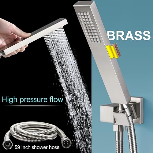 Miniatura 9 de Sistema de ducha de níquel cepillado, juego de grifo de ducha de lujo de 12 pulgadas con 4 chorros corporales, accesorios de ducha con válvula