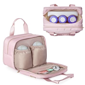 Fasrom Wearable Breast Pump Bag, Insulated Pump Carrying Case with Cooler | Compatible with Momcozy, Eufy & Elvie, Breastmilk Storage, Holds Pump Parts & Accessories, for Working Moms, Bag Only, Pink