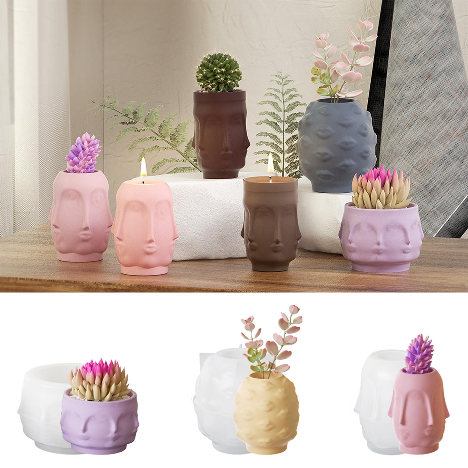 3 x Silicone Mould Vase Candle Mould, Candle Mould Silicone, DIY Vase Casting Moulds for Craft Ornaments Resin Casting Mould