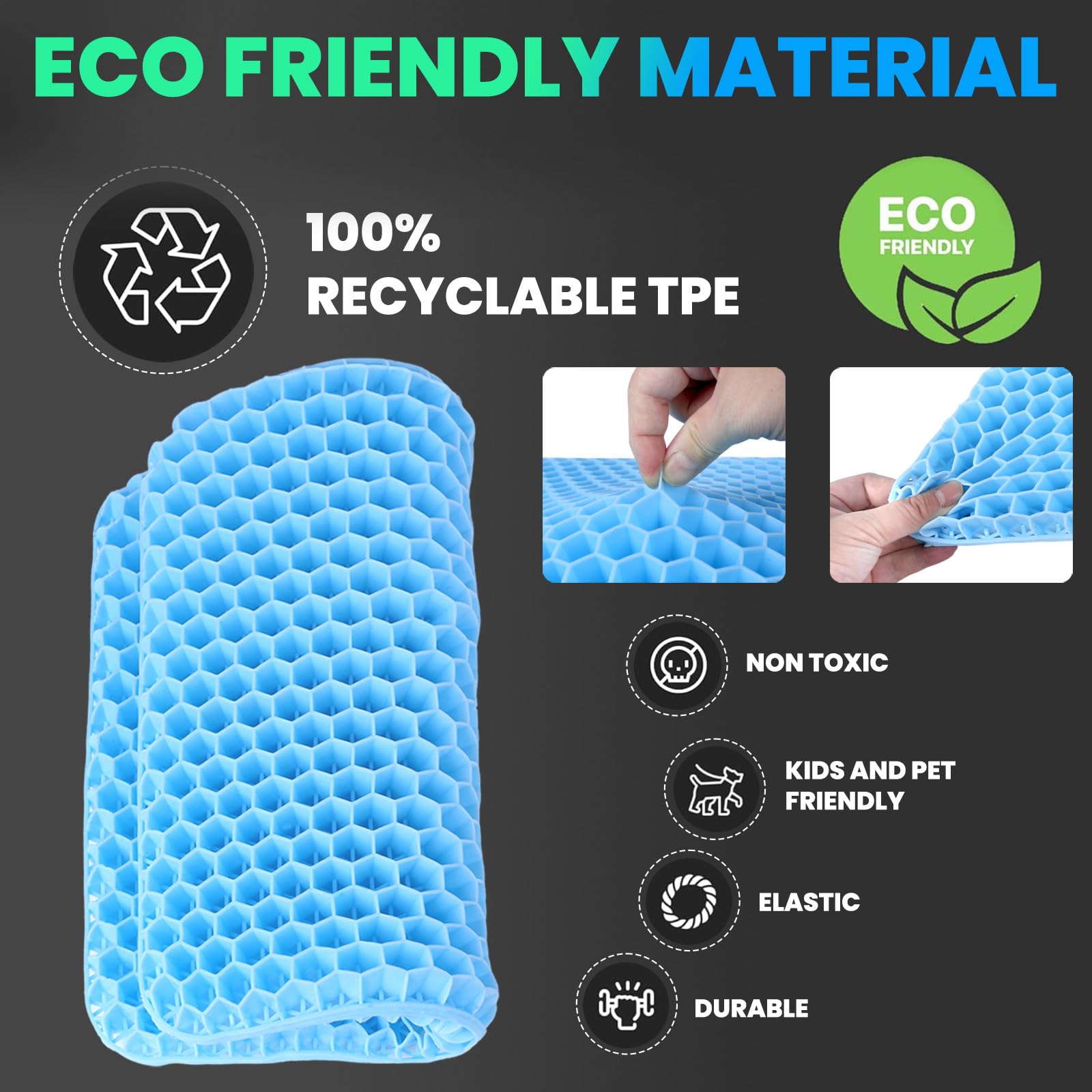 Cuscino antidecubito, Cuscino in gel,Cuscini sedie – Migliora il comfort della seduta, con rivestimento antiscivolo e lavabile (Azzurro chiaro)