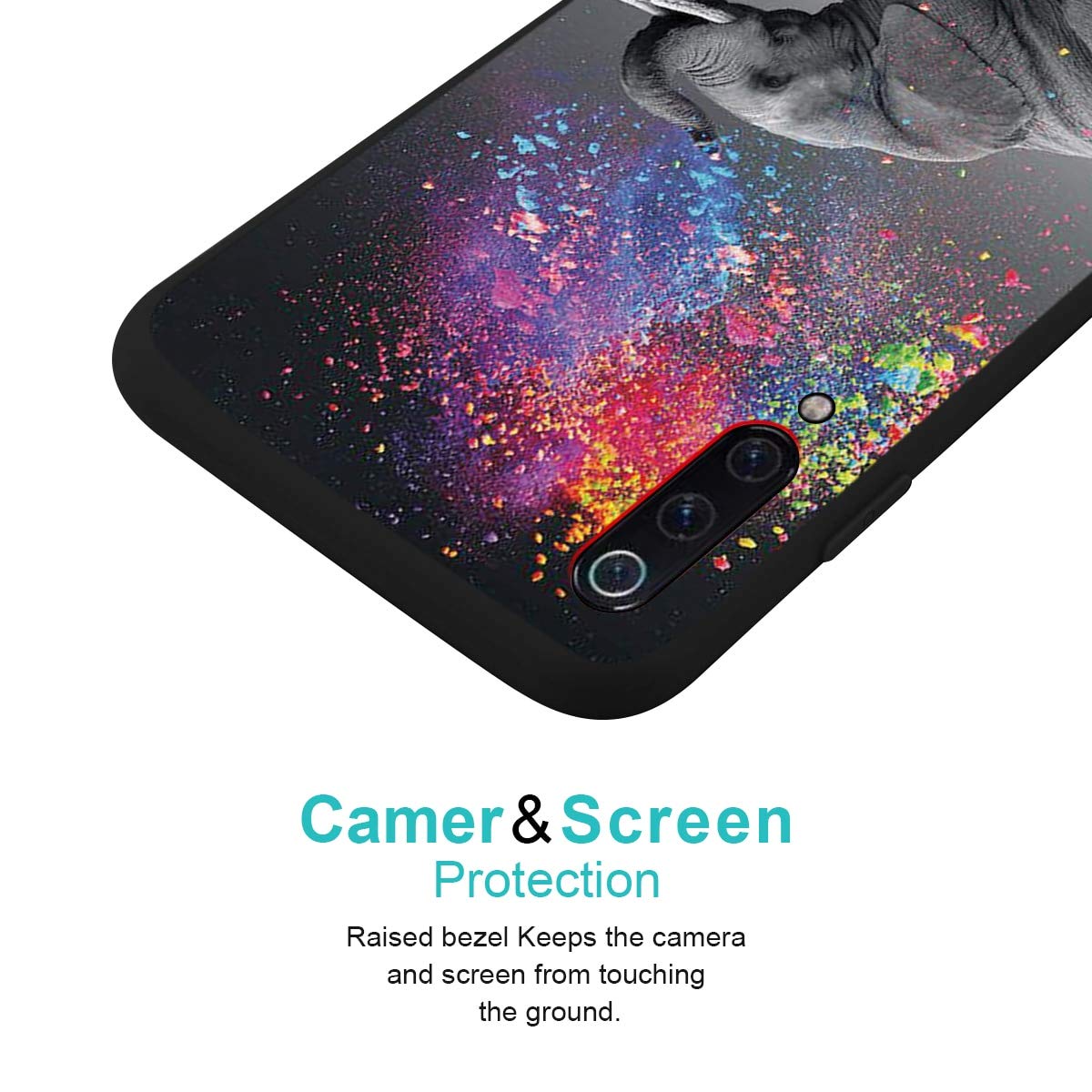 Yoedge 2 Custodie Per Xiaomi Redmi Note 9 / Redmi 10X 4G - Nero Opaco Con Disegno Arcobaleno - Silicone Morbido Ultrasottile - 3