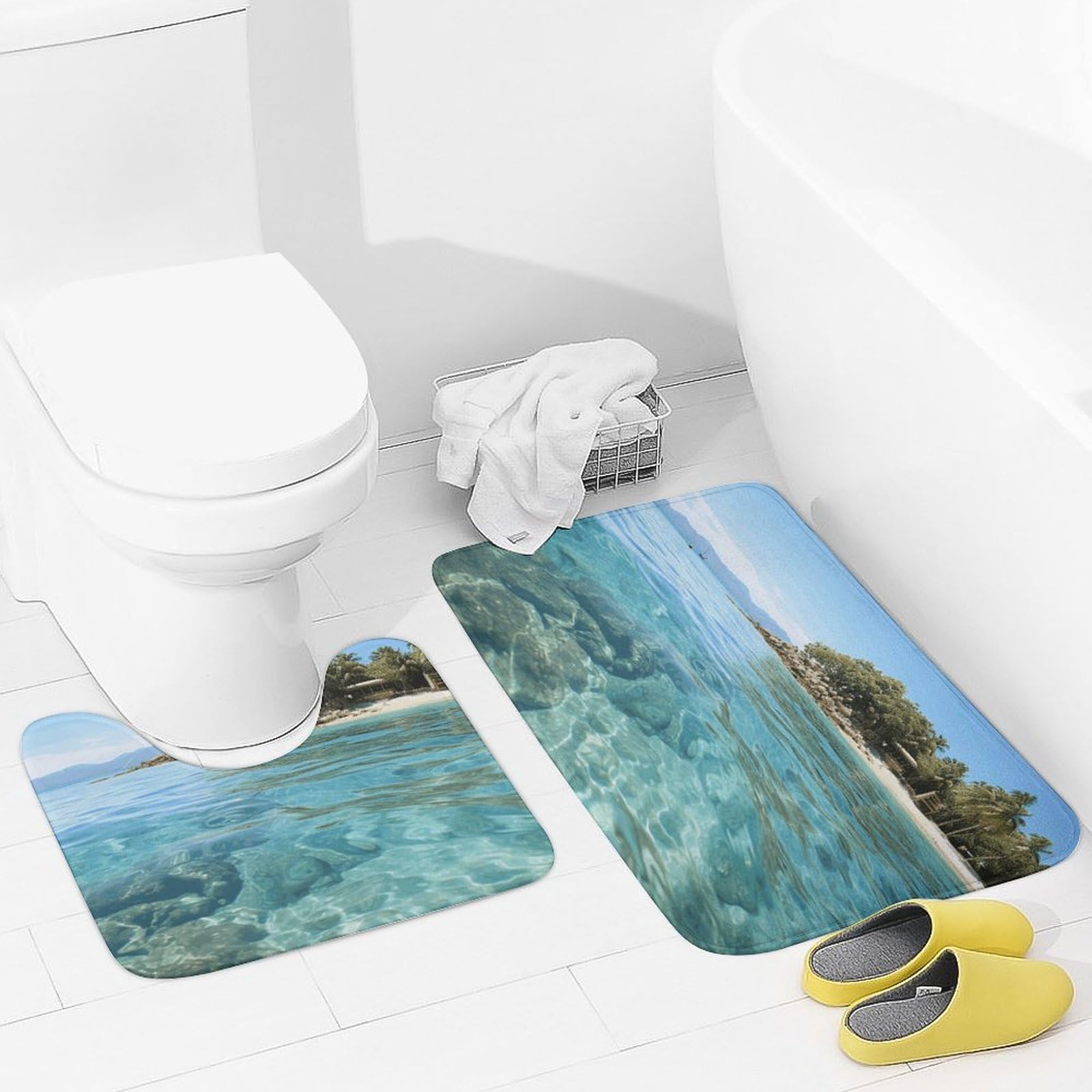 Tapis de bain en microfibre anti-glissade lot de 2 contre les sols mouillés