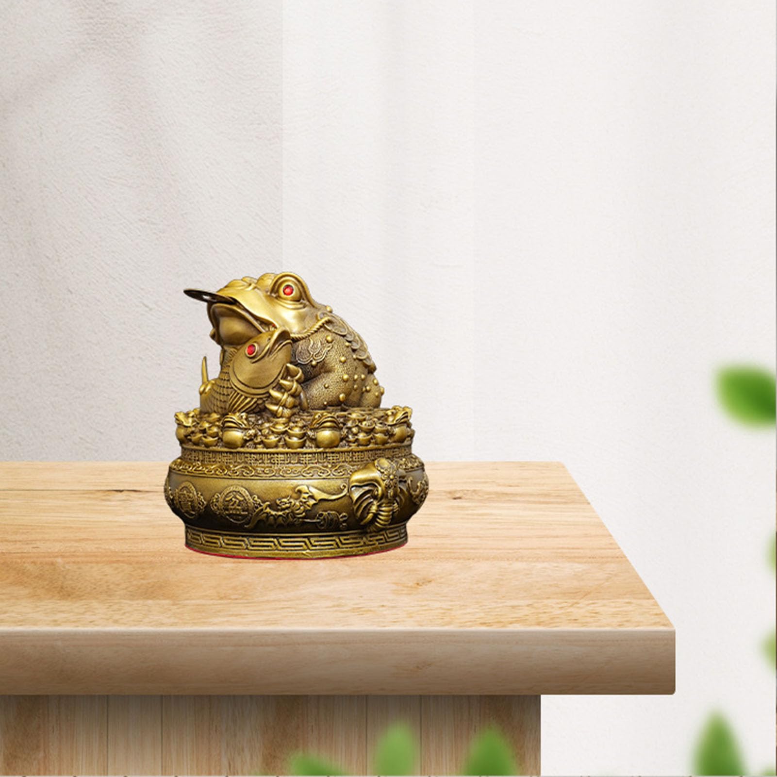 Chińska Feng Shui Żaba pieniędzy, karp Bestia pożerająca złoto, bogactwo Ropucha na szczęście Ozdoba biurowa Szczęśliwa żaba z monetą w ustach Przyciąga bogactwo i szczęście Złoto,XL