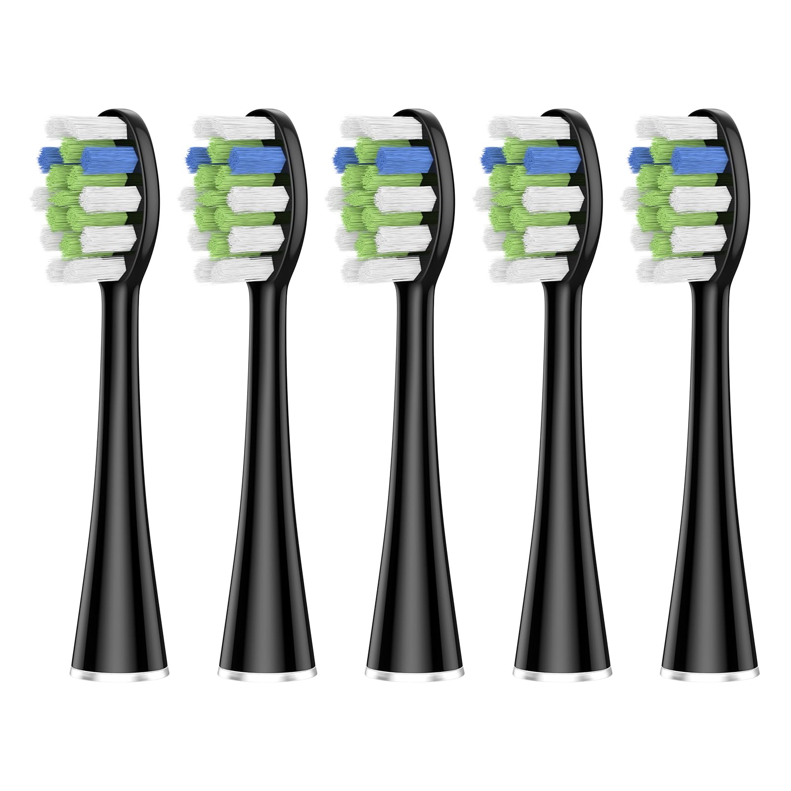 Harobey Replacement Brush Heads 5 Pack Compatible with AquaSonic Black Series PRO, Vibe Series, Duo Series PRO Electric Toothbrush, Black