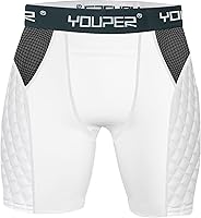 Youper Adult Elite Padded Compression Sliding Shorts with Cup Pocket - Baseball Football Protection