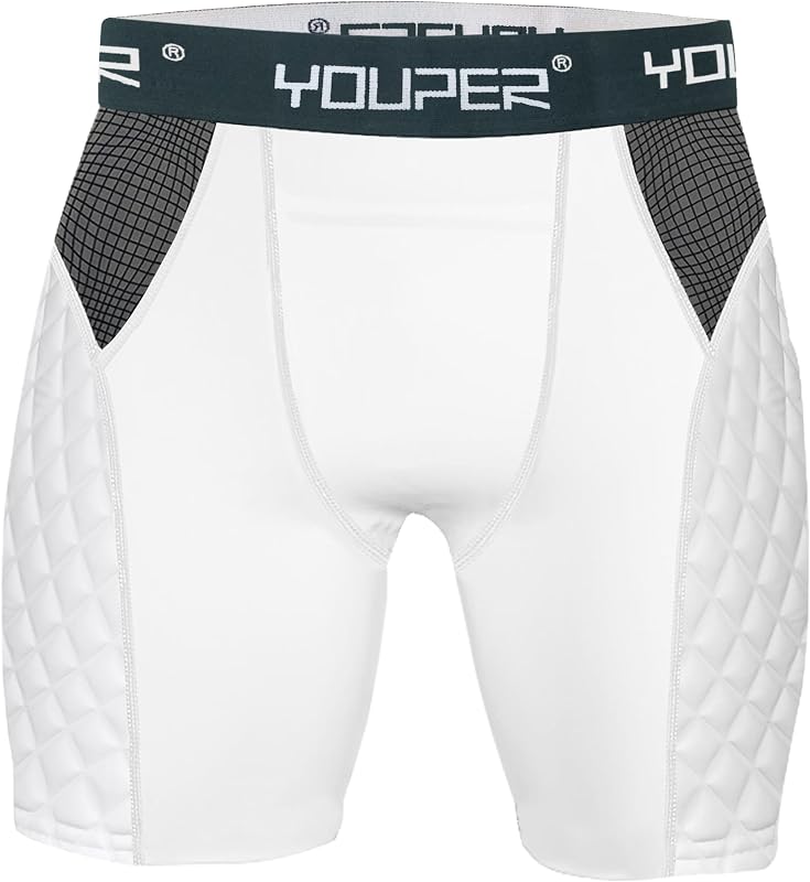 Youper Adult Elite Compression Padded Sliding Shorts w/Cup Pocket for Baseball, Football