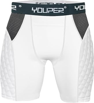 Youper Adult Elite Compression Padded Sliding Shorts w/Cup Pocket for Baseball, Football
