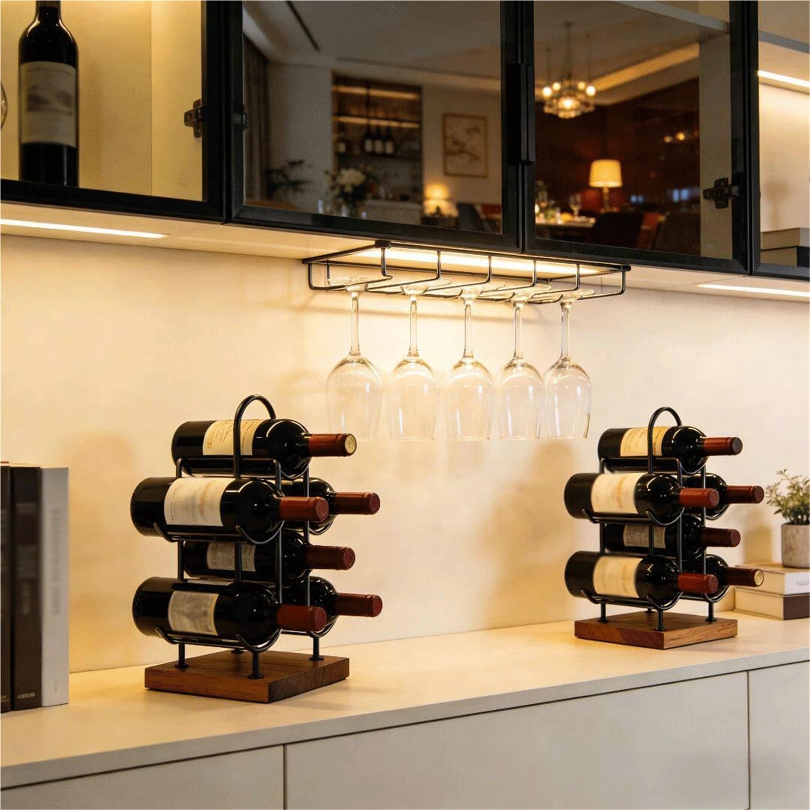 Porte-Bouteilles Casier à vin en Fer forgé et Bois, Bouteille de Domestique Cuisine