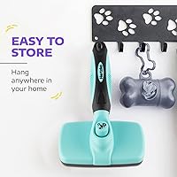 Vista 38 de Hertko - Cepillo metálico suave autolimpiante para mascotas, para cepillar pelo corto y largo de gatos y perros, cepillo, peine, rastrillo