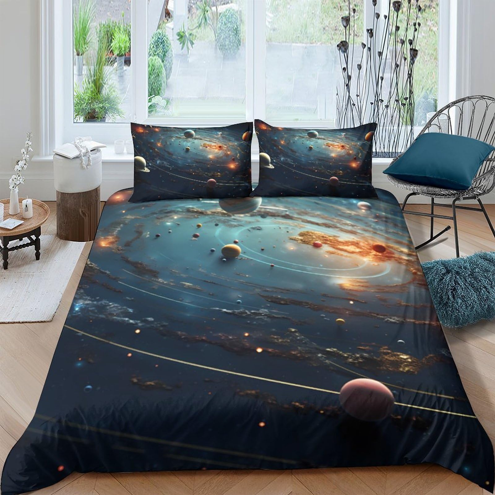 Ctjqhvkz Style-8 3D Printed Galaxy Starry Sky Fitted Sheet Microfiber Soft Mattress Cover Cosmic Nebula Bedroom Decor For Adults Teens Single（135X200cm）