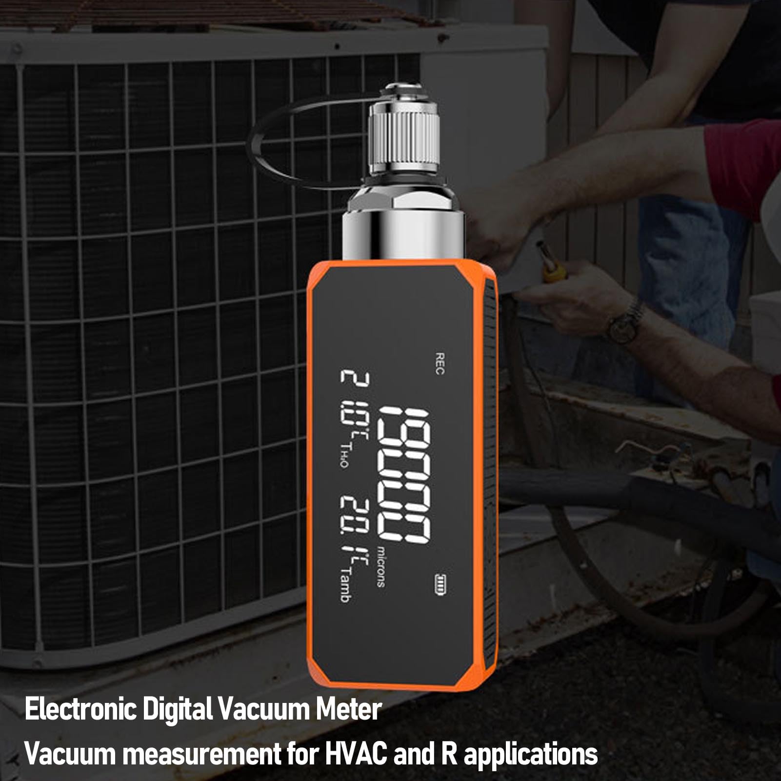 Vakuummeter Digital, 1-19000 Mikrometer HVAC-Vakuummeter mit Datenprotokollierung, ölbeständig, Genauigkeit bis ±10%, PDF-Excel-Export