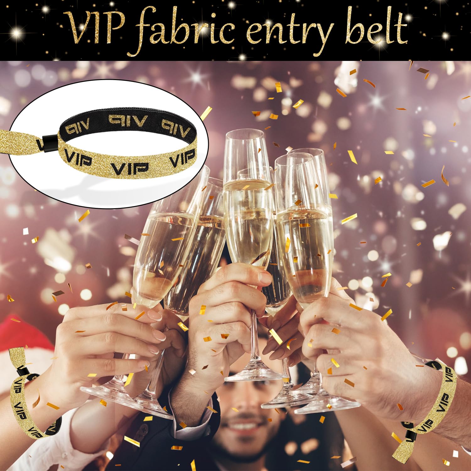 50 Stück Eintrittsbänder Einlassbänder Festival Armbänder Einlassbändchen Vip Bändchen Einlassbänder Stoff Schwarzes Gold für Hochzeit Party Konzerte Bars Geburtstagsfeiern Hochzeitsfeste