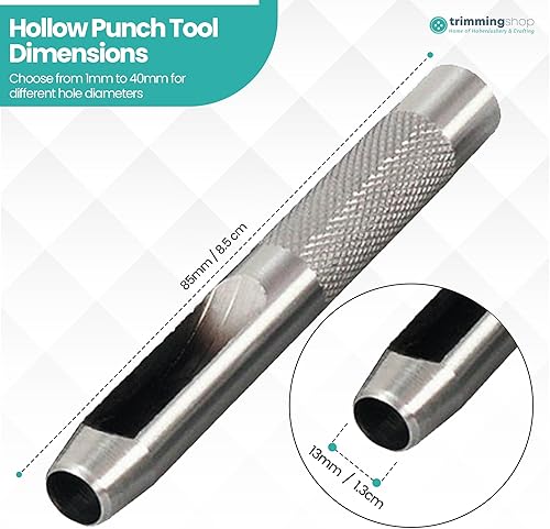 Miniatura 8 de Trimming Shop Juego de punzones huecos de acero para perforar agujeros en papel de cuero, plástico, goma y vinilo, fácil agarre seguro, corte limpio