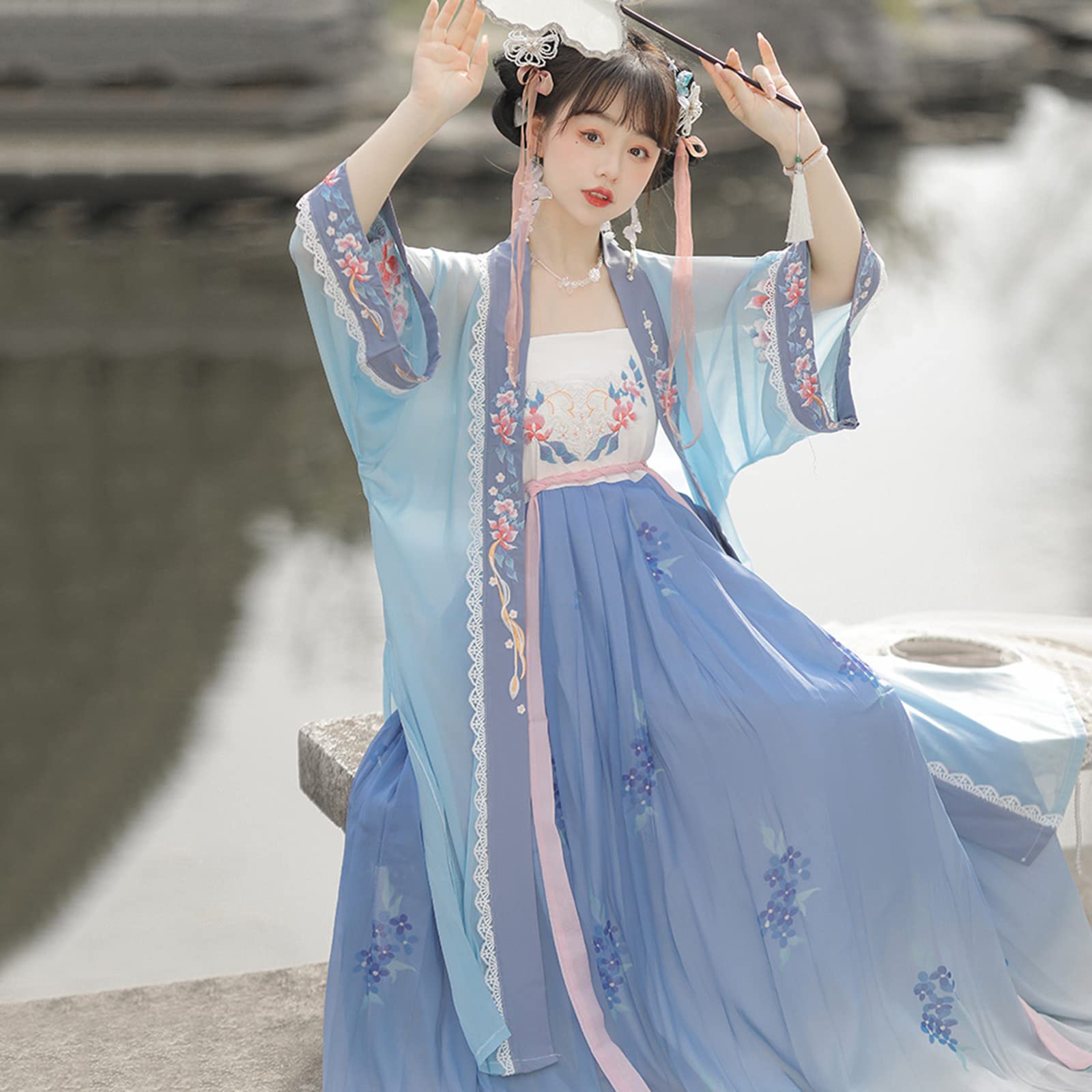 blue hanfu dress Cocktail Dress Silk Dupioni Blue-Pre-Order 10