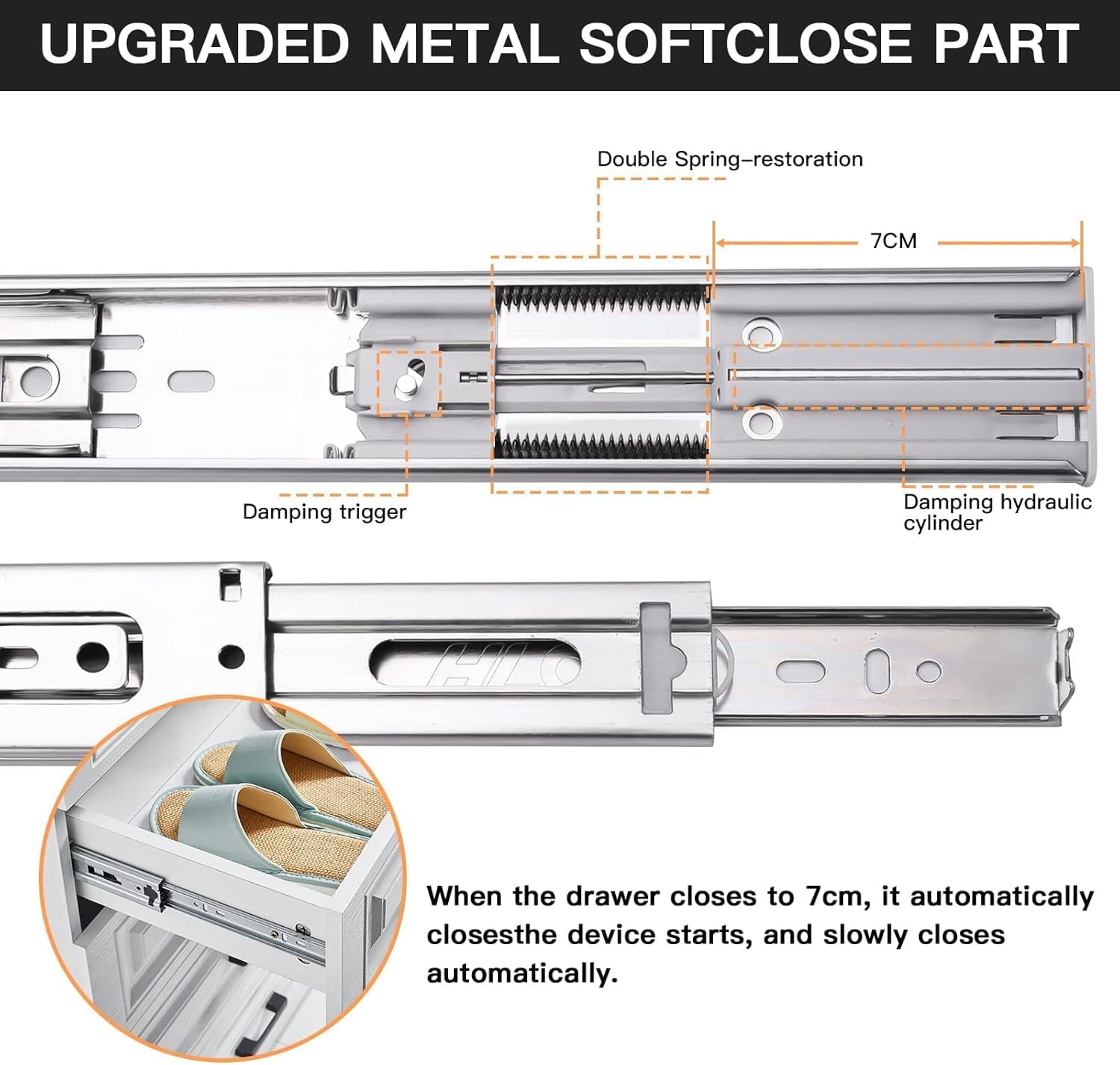 16 inch Soft Self Close Drawer Slides 6 Pairs (12pcs) Full Extension Ball Bearing 3 fold Full Stretch Side Mount Drawer Slides 100 LB Capacity Drawer Slide 16" Silver