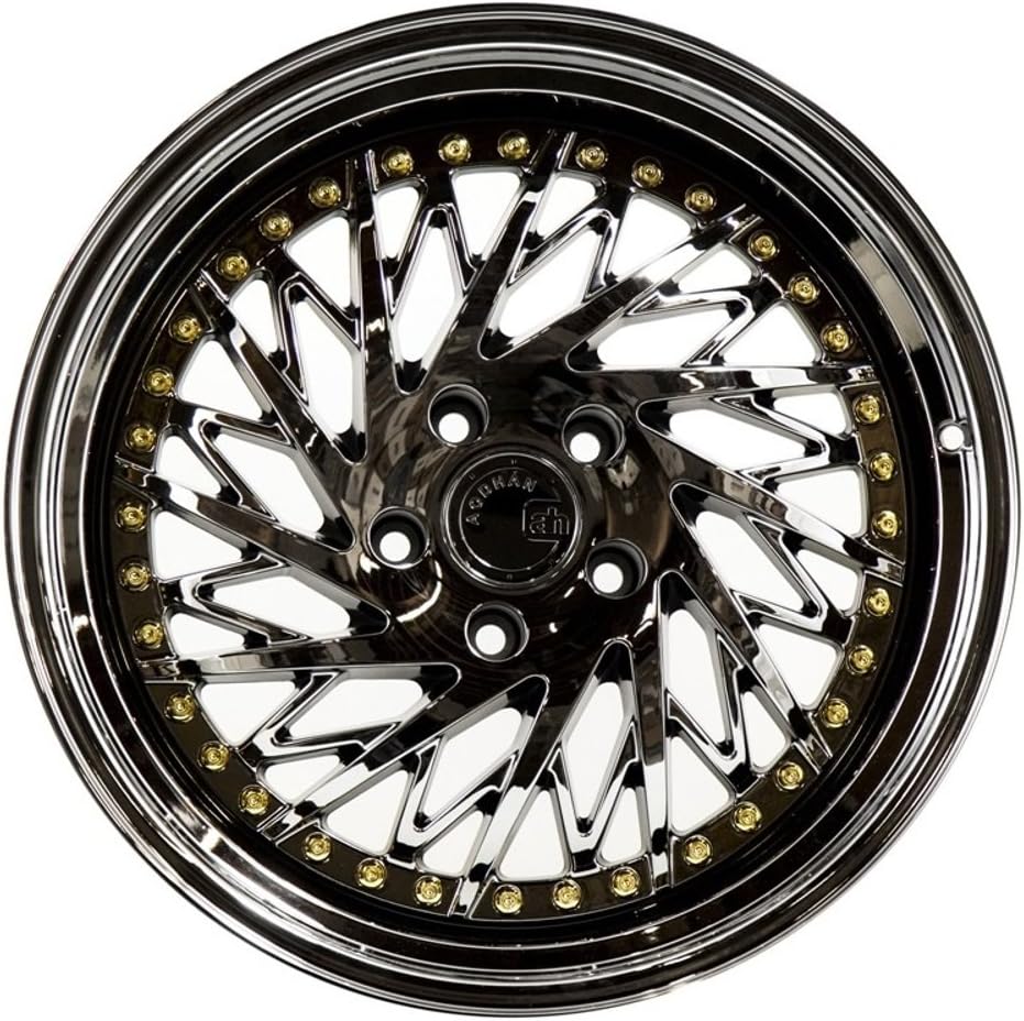 AodHan DS03 (Passenger Side) Wheel - Black Vacuum w/Gold Rivets: 18x9.5 Wheel Size; 5x114.3 Lug Pattern; 73.1mm Hug Bore; 30mm Off Set.