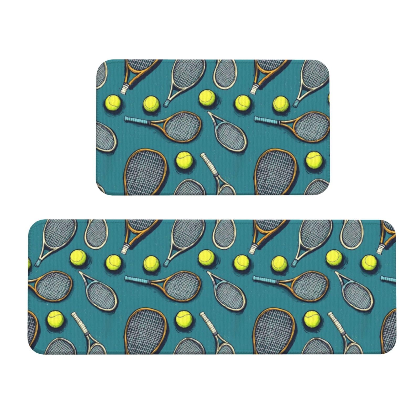 GVYGVY Antifatigue Kitchen Mats for Floor 2 Piece - Tennis Player Print Kitchen Rugs Washable, Non Slip Runner Rug Standing Mat for Office/Bathroom/Laundry/Home Decor and Accessories