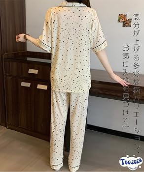 Amazon | [Toozozu] パジャマ 前開き 半袖 上下セット - レディース