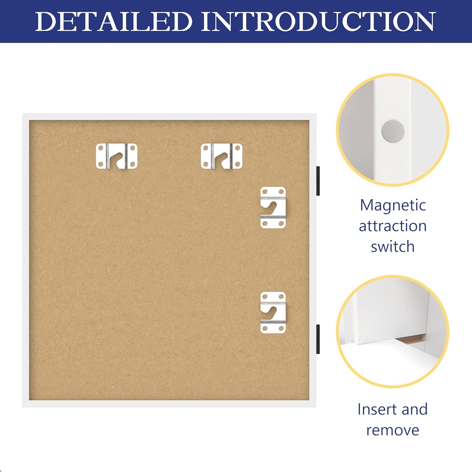 An&He 10x10 Shadow Box Frame Engineered Wood | with a 2.7" Usable Display Depth | Includes Acid-Free Backing Board, UV Resistant Acrylic, and Hanging Hardware-White