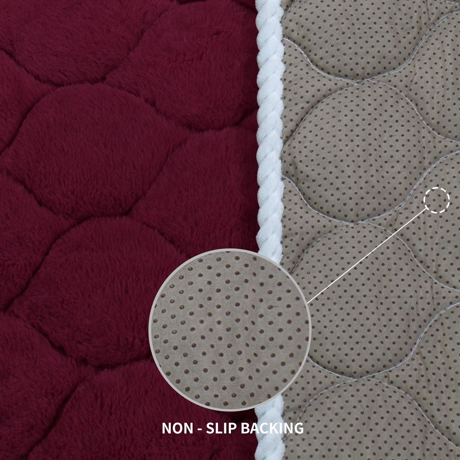 Easy-Going Super Soft Plush Couch Cover, Anti-Slip Sectional Couch Cover, Quilted L Shape Sofa Cover, Thicken Sofa Slipcover for Kids Dogs Pets 28x28 inch-Wine (Sold by Piece/Not All Set)