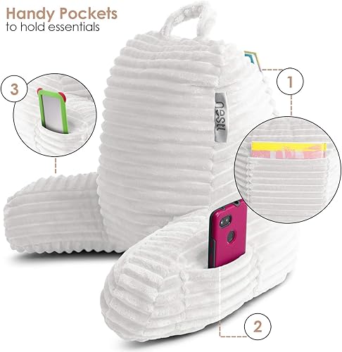 Miniatura 6 de Nestl Almohada de lectura para niños y adolescentes con espuma viscoelástica triturada, almohadas de respaldo de felpa de corte lujoso para leer y