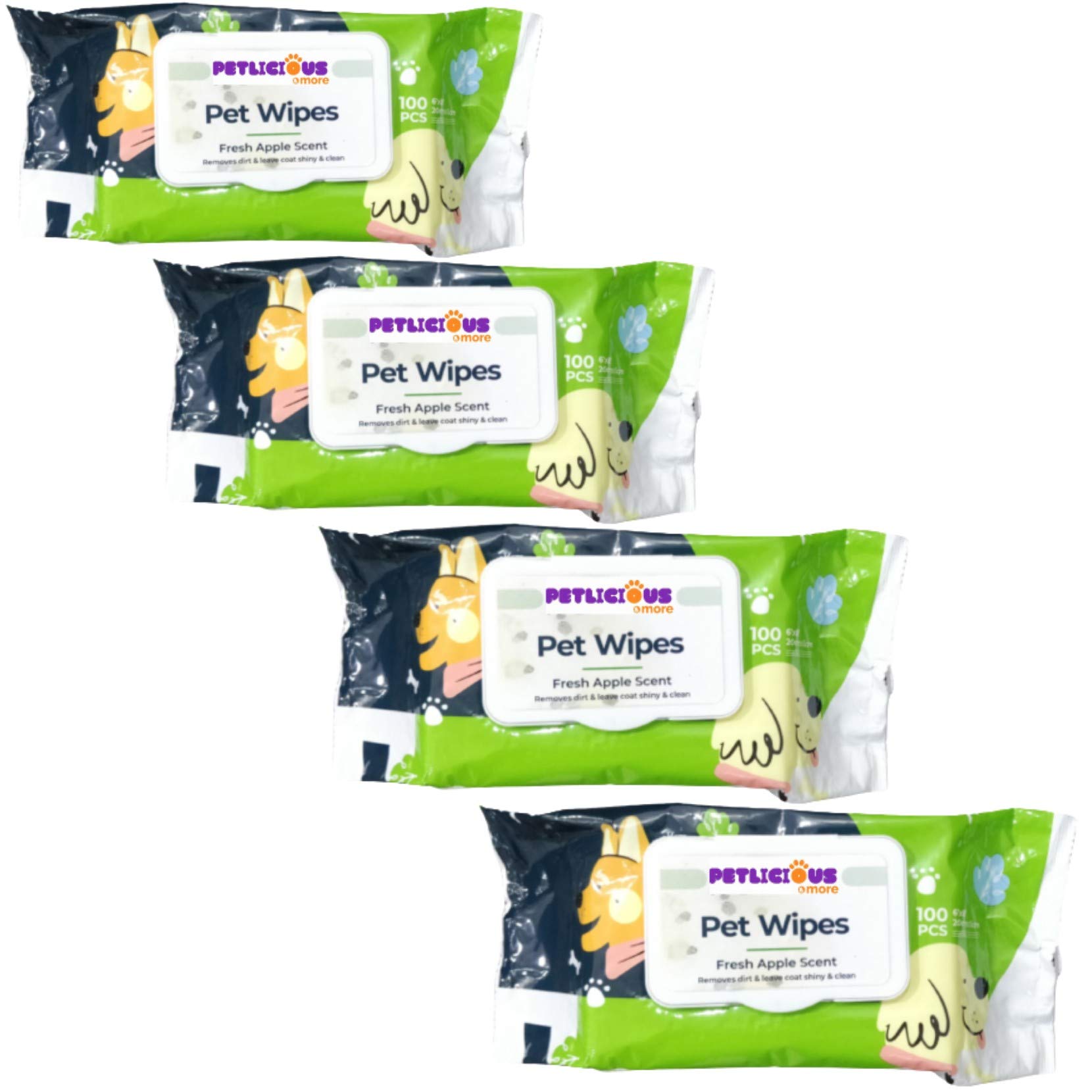 Petlicious & More Wet Pet Wipes for Dogs, Puppies & Pets with Fresh Apple Scent 6"x 8" (Pack of 100 Wipes) - Four Pack (B08NTMWR3Q) Amazon Price History, Amazon Price Tracker