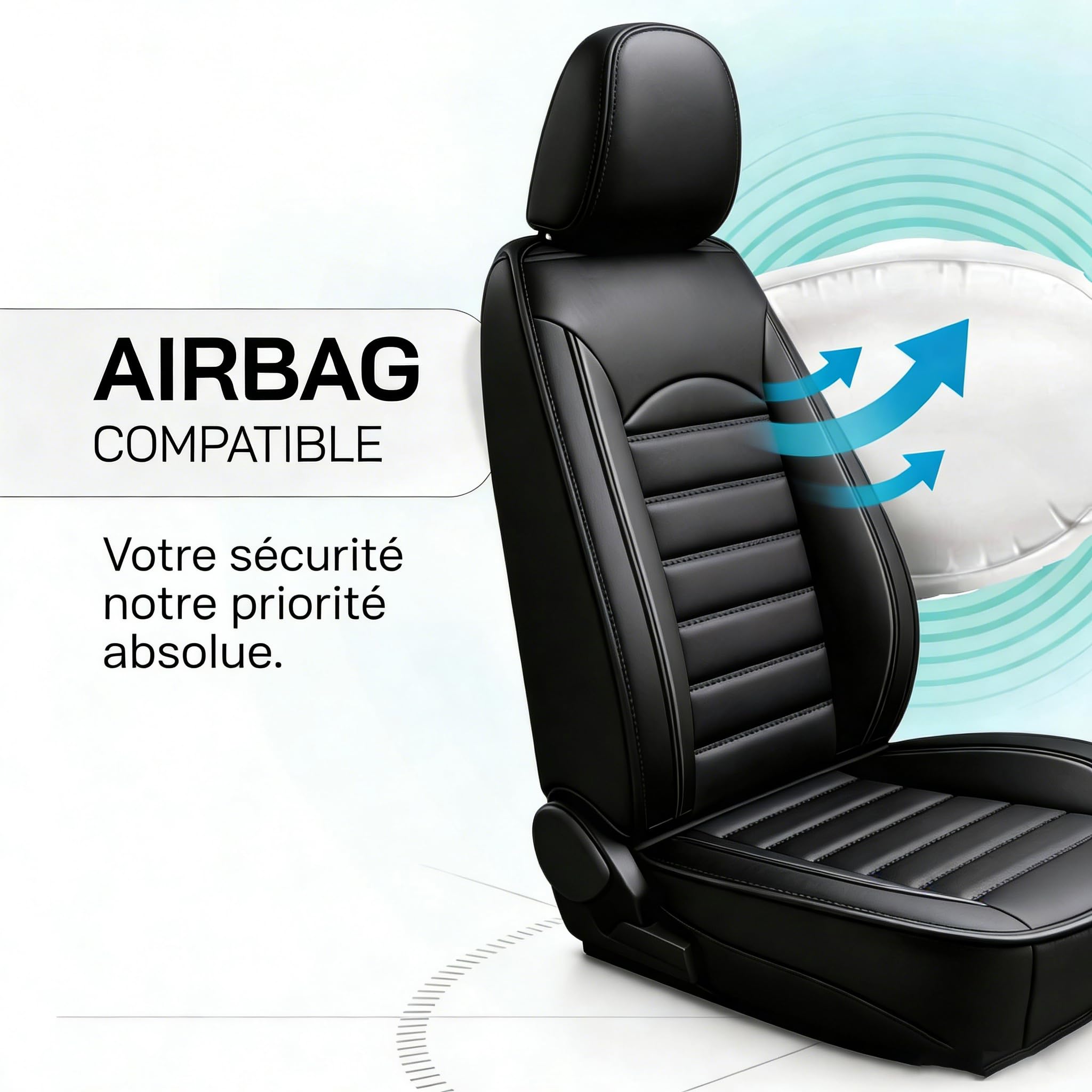 Housse de Siège Auto Enveloppante Intégrale, Anti-Abrasion, étanche et Respirant,pour Renault Captur Clio Kadjar Koleos Megane Twingo Avant et Arrière, Intérieur Auto