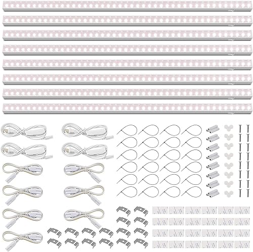 Miniatura 9 de Barrina Luces de crecimiento T5, espectro completo, 2 pies 80 W (8 x 10 W, equivalente a 500 W), bombillas LED de crecimiento, luces de plantas para
