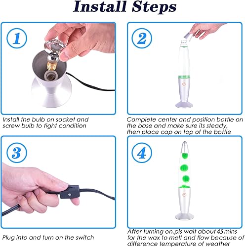 Miniatura 6 de Vanful Lámpara de lava verde de 13 pulgadas para niños, lámparas de lava con purpurina con base plateada para decoración de dormitorio, lámpara de