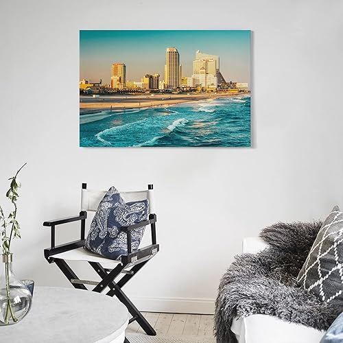 Vista 5 de Lienzo decorativo para pared, el horizonte y el océano Atlántico en Atlantic City, Nueva Jersey, impresiones en lienzo para pared, pinturas