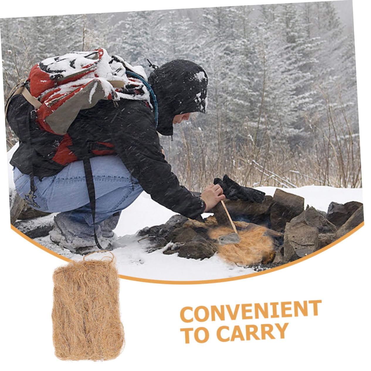 Anneome 4bags Natural Jute Fire Outdoor Fire Starting Tools for and All Weather Conditions Instant Combustion Jute Flame Starter Rope