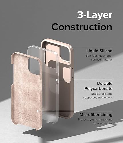 Miniatura 7 de Ringke Funda de silicona compatible con iPhone 14 de 6.1 pulgadas, suave al tacto, delgada, ligera, a prueba de golpes, color arena rosa