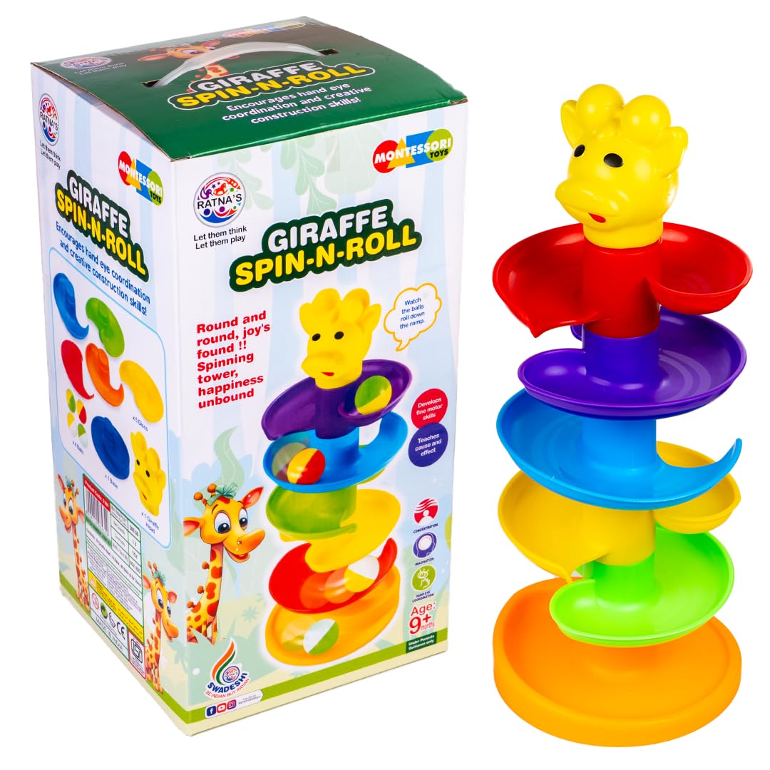 Ratnas Giraffe Spin-N-Roll Ball Stacking Tower Educational Toys Safe and Non Toxic for Baby and Toddlers (B0CSPJM7DN) Amazon Price History, Amazon Price Tracker