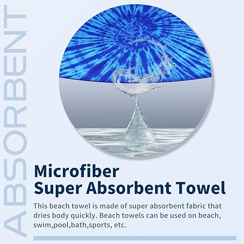 Miniatura 6 de Paquete de 6 toallas de playa ligeras y delgadas de gran tamaño de 71 x 32 pulgadas, toallas grandes de microfibra extra grandes sin arena para