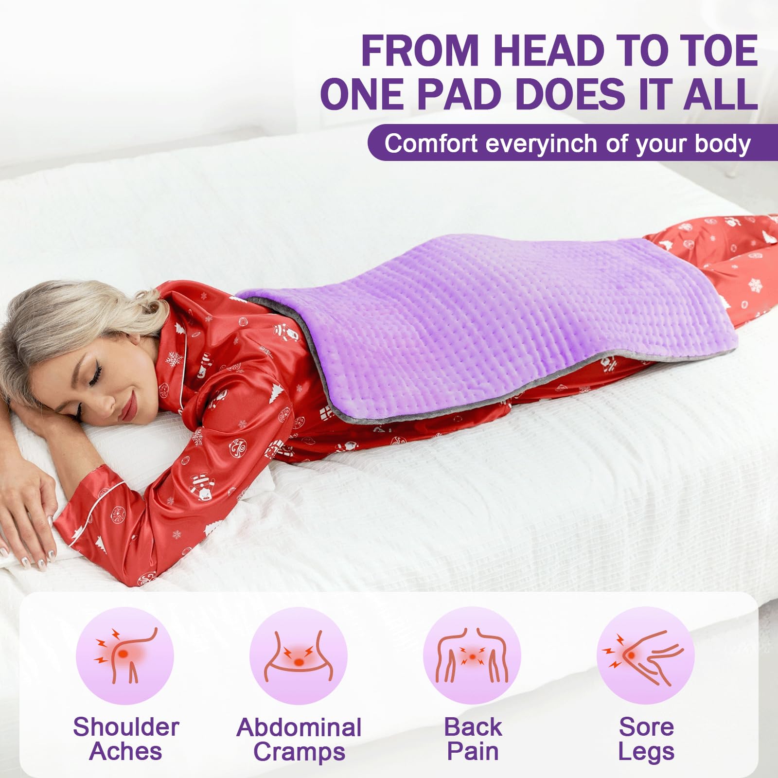 Dechoga Tappetino riscaldante in flanella a doppio strato, regolatore di temperatura a 9 passaggi e 4 timer, lavabile in macchina, morbido e pro-pelle, per collo, spalle, schiena e addome