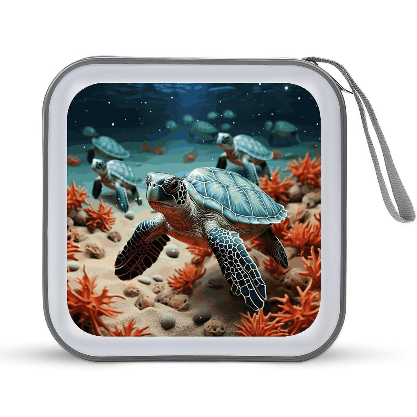 VstaDank Turtle Starfish CD Case with Hand Strap Lightweight DVD Wallet Holder 40 Capacity CD/DVD Case Wallet Protective CD Wallet CD/DVD Portable Storage Binder for Car Home Office