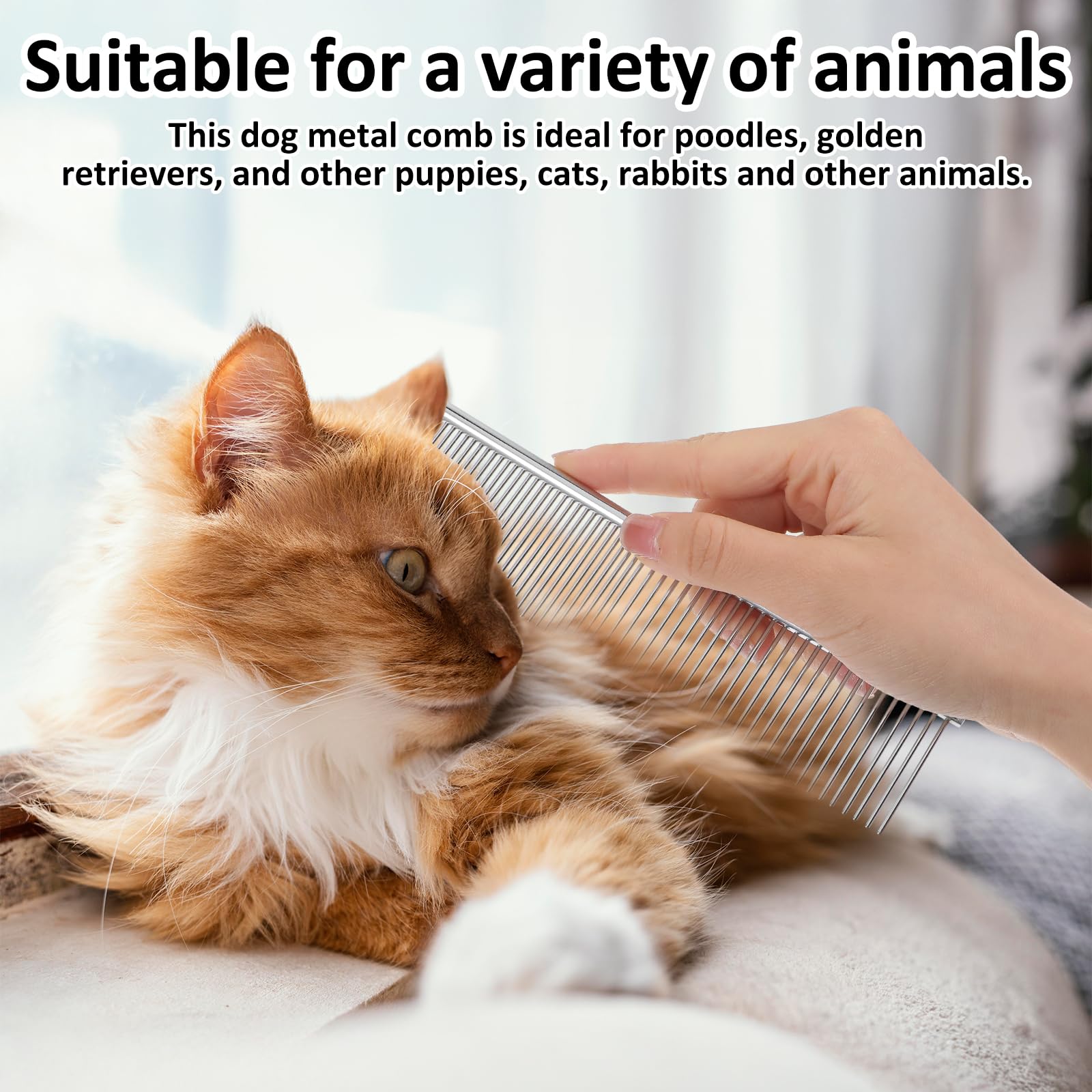 12 peines de acero inoxidable para perros y gatos, herramienta de aseo de metal de 7.48 pulgadas para eliminar nudos, mascotas de pelo largo y corto, incluyendo perros, gatos y otros