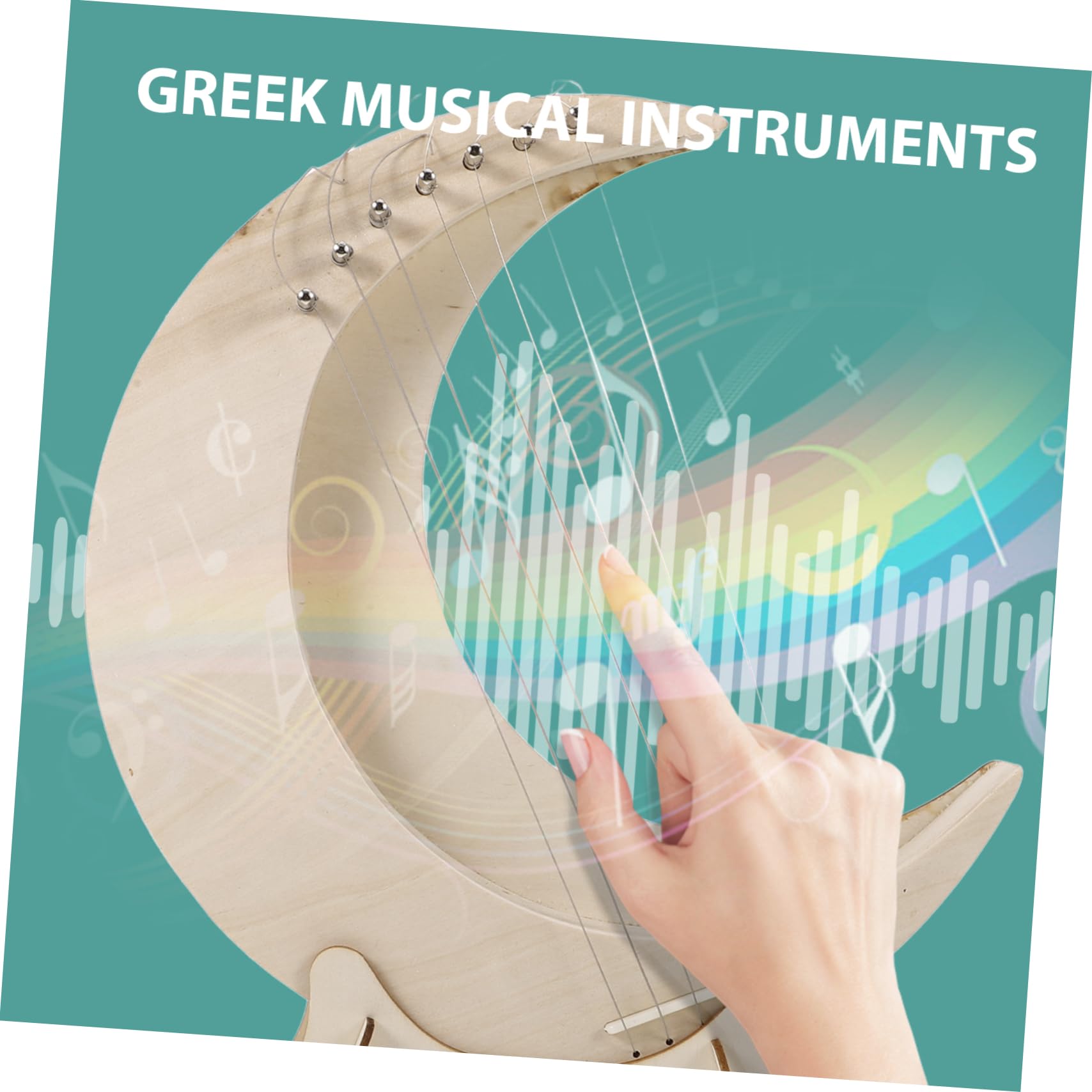 Levemolo 7-string Wooden Lyre Harp Portable Music Instrument for Boys and Girls Easy to Play Harp Musical Instrument