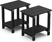 Vista 28 de MXIMU Mesa auxiliar exterior Adirondack de doble capa, mesas laterales exteriores cuadradas resistentes al clima, mesa auxiliar exterior