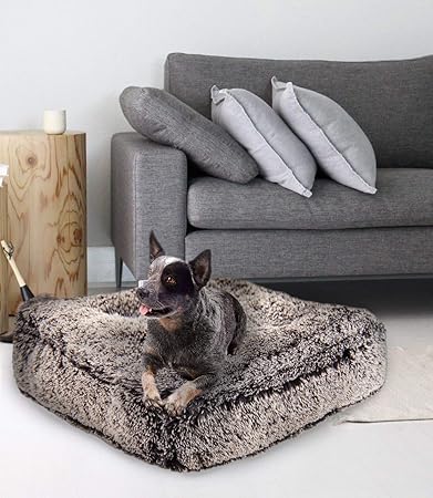 Bessie and Barnie Frosted Willow Luxury Shag Extra Plush Faux Fur Rectangle Pet/Dog Bed (Multiple Sizes)