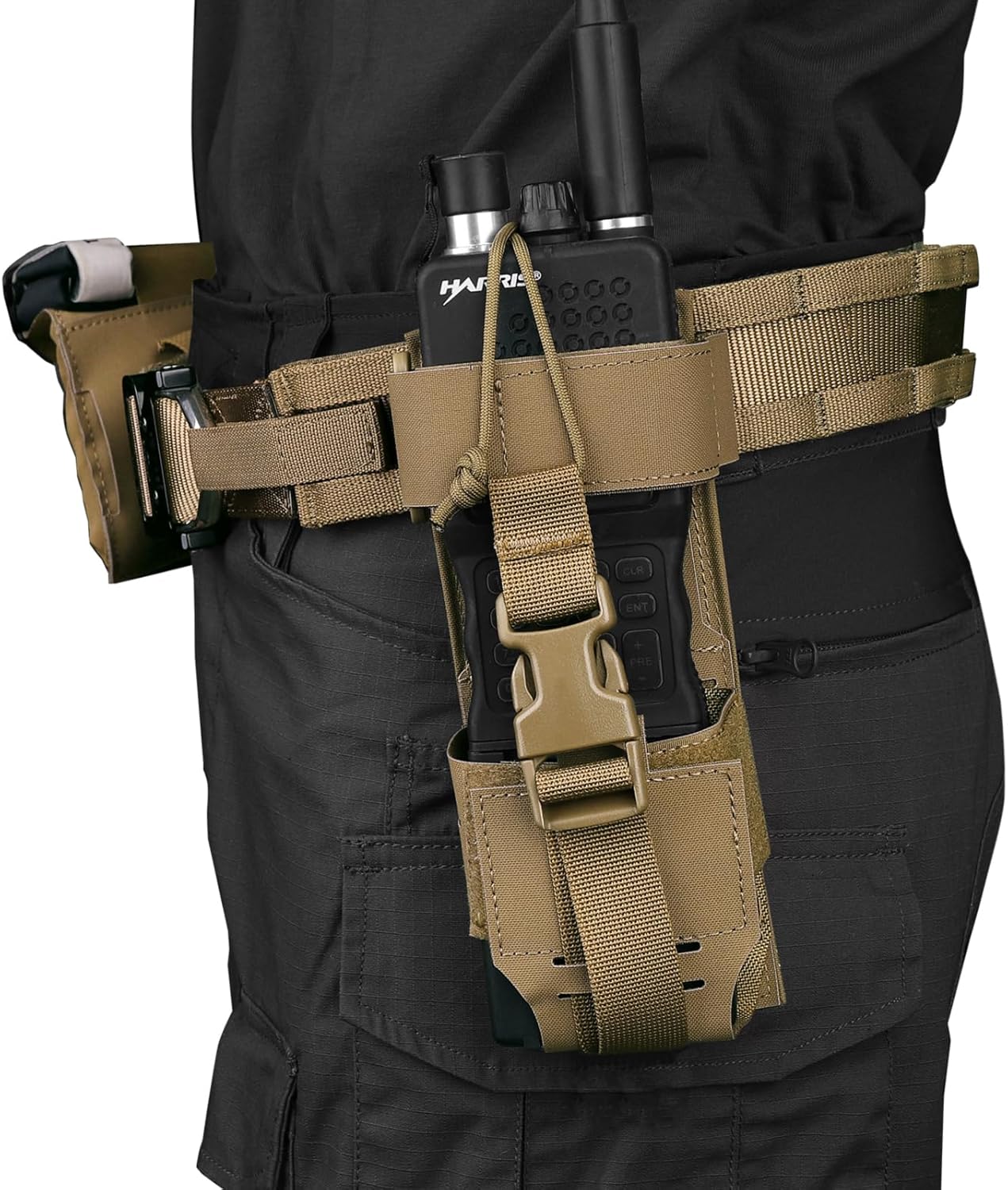 Molle Raido Pouch Tactical Radio Holster Holder Military Heavy Duty Pouches Bag for Two Ways Walkie Talkies Adjustable Storage Nylon Holders