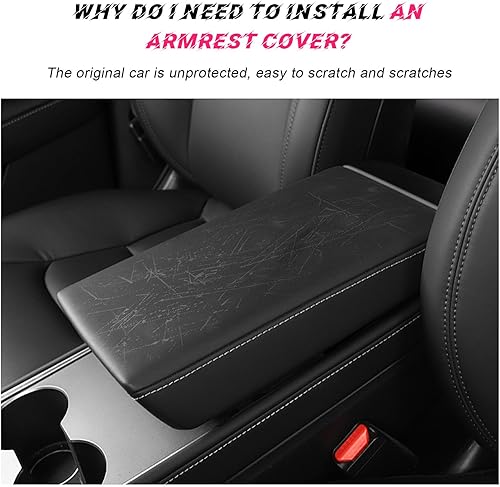 Miniatura 4 de Almohadilla para consola central de automóvil, 11.61 x 7.68 pulgadas, de cuero brillante, fundas para reposabrazos de asiento delantero, universal,