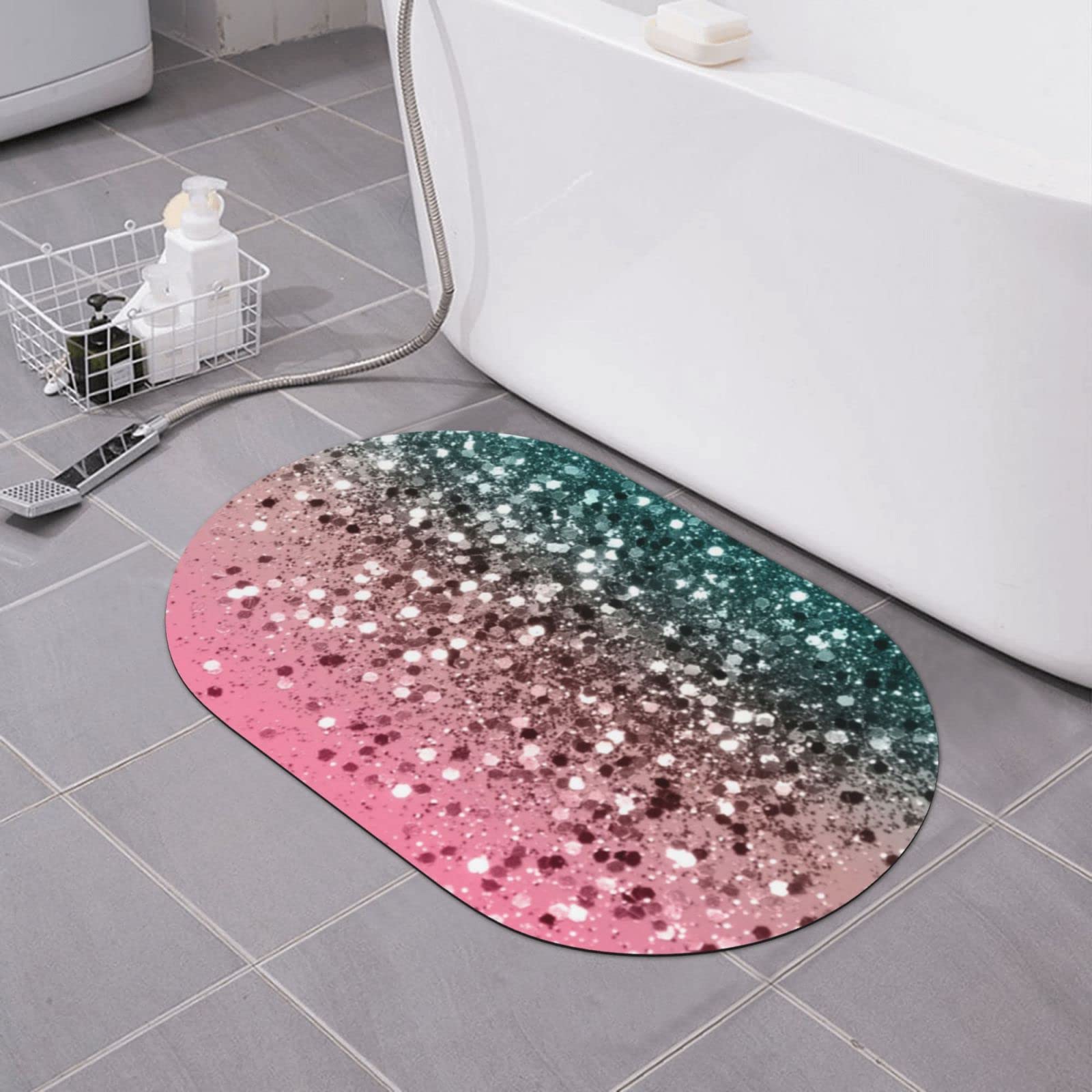 Tapis de bain en diatomée antidérapant séchage rapide rose BONDIJ