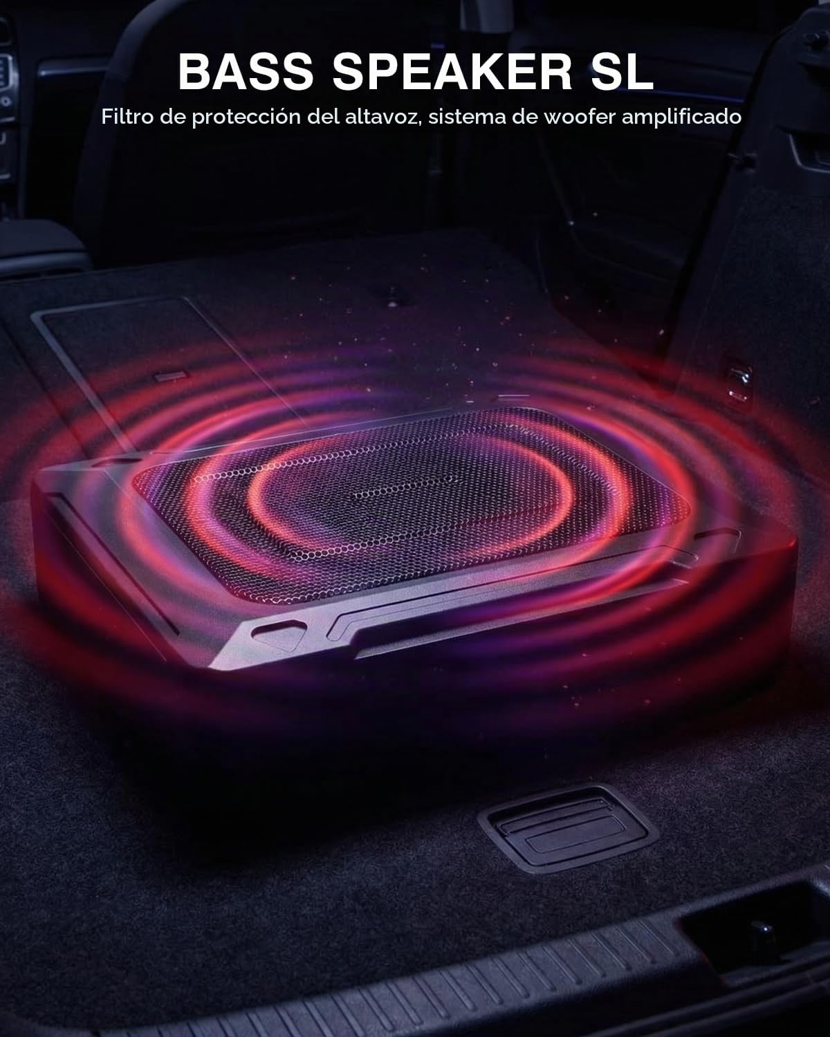 Ultraflacher Auto-Subwoofer, Adecuado para Auto/camión, con Amplificador Integrado, montable bajo los Asientos, Potencia máxima 1000W, subwoofer Compacto