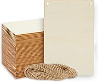 Bright Creations 50-Pack Unfinished Wood Plaques 3.75x5.75in with Jute String - DIY Craft Blanks for Signs, Banners, Stenciling & Painting