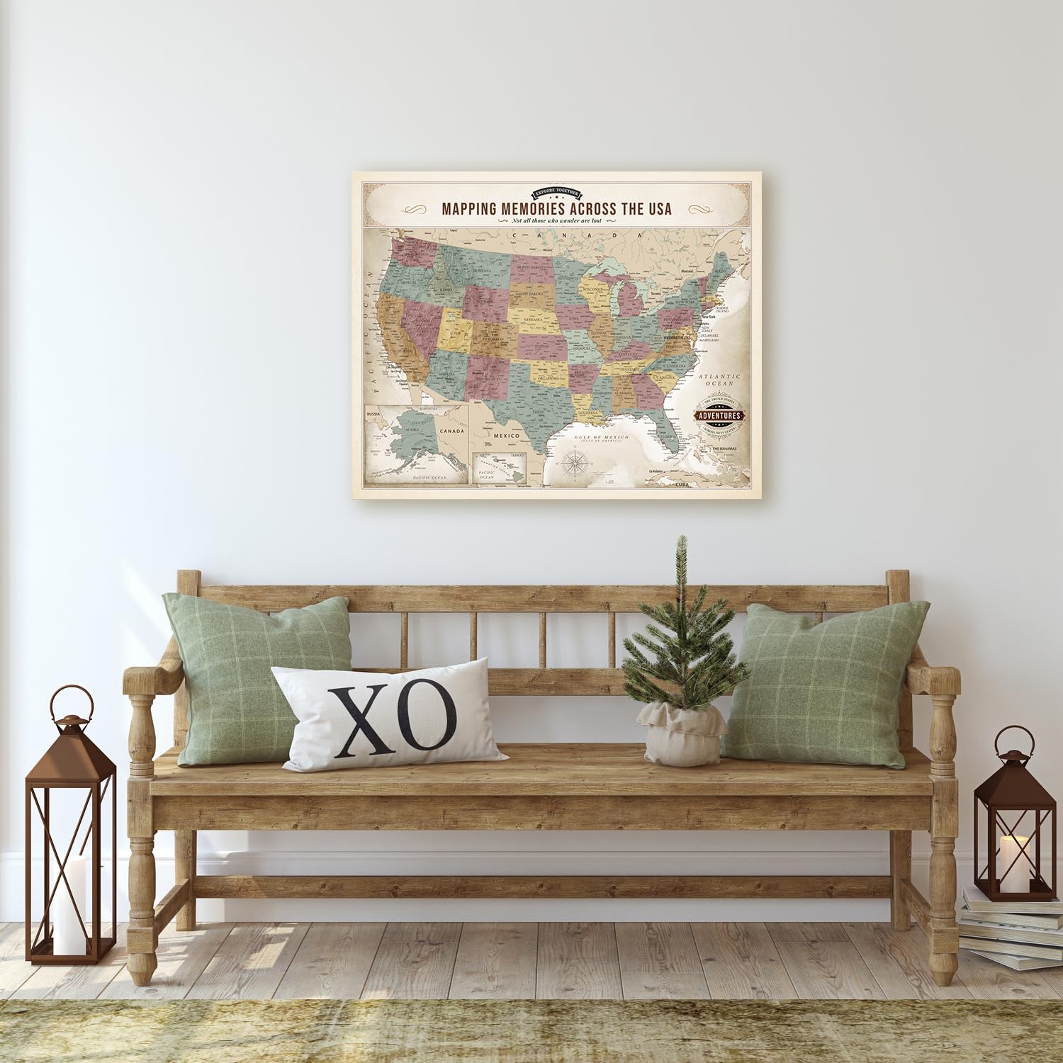 DECORARTS USA Travel Map with Pins, Soft Pastel USA Map Pin Board, 20x16'' image 3